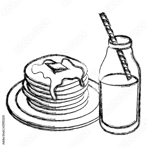 pancakes with syrup maple vector illustration design