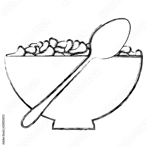 cereal dish with spoon vector illustration design