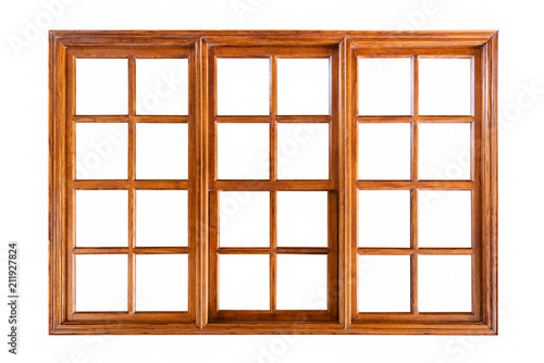 Obraz na plátně Big wooden window isolated on white background