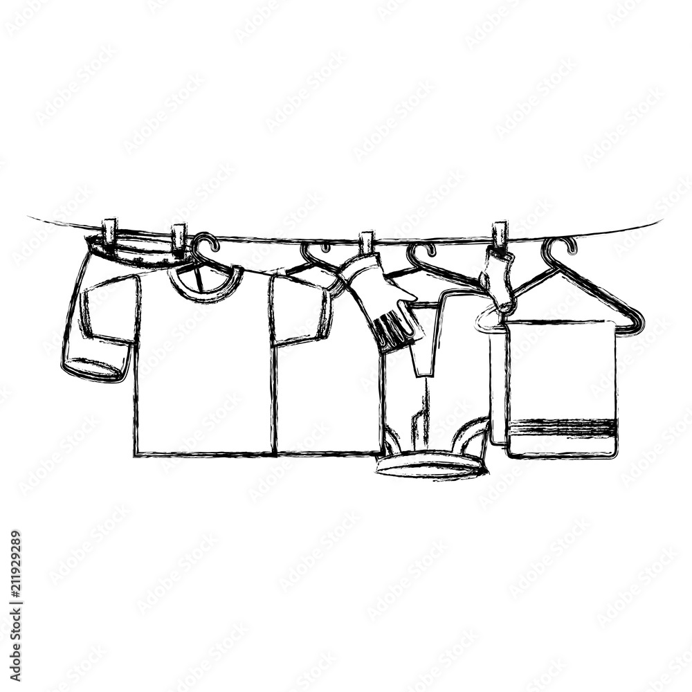 clothes drying on wire vector illustration design clothes drying on wire vector illustration design