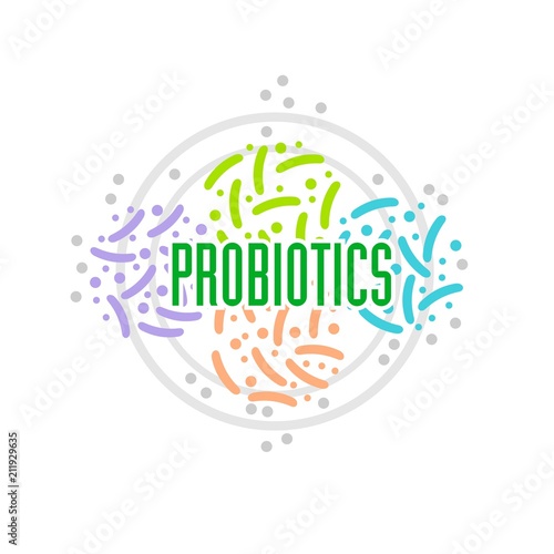 Probiotics logo. Concept of healthy nutrition ingredient for therapeutic purposes. simple flat style trend modern logotype graphic design isolated on white background
