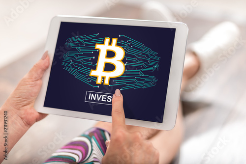 Bitcoin concept on a tablet