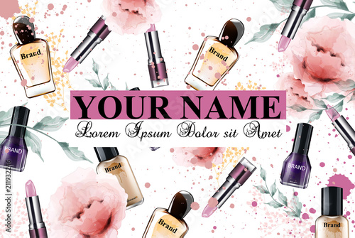 Vintage watercolor make up background Vector