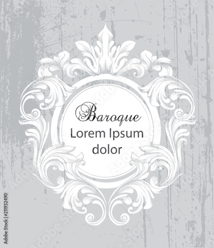 Vintage baroque frame card Vector. Detailed rich ornament illustration graphic line arts