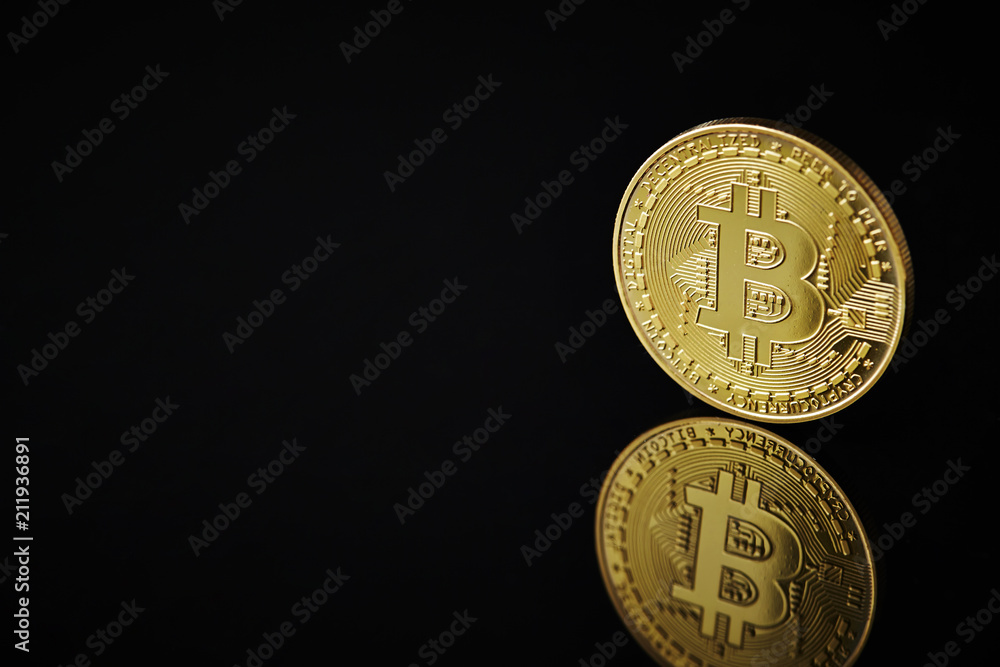 Cryptocurrency coins on black background Cryptocurrency coins on black background