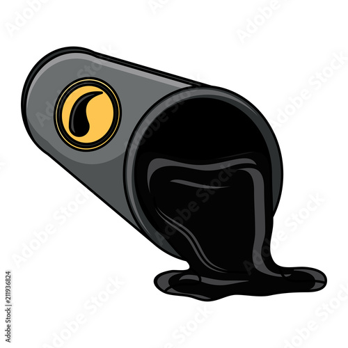 oil Barrel with spilled liquid icon over white background, vector illustration