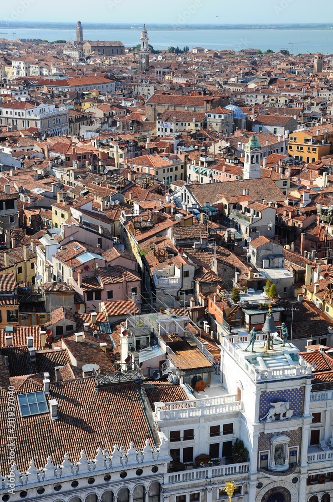 Viewing Cityscape and architectures from the tower in Venice, Italy