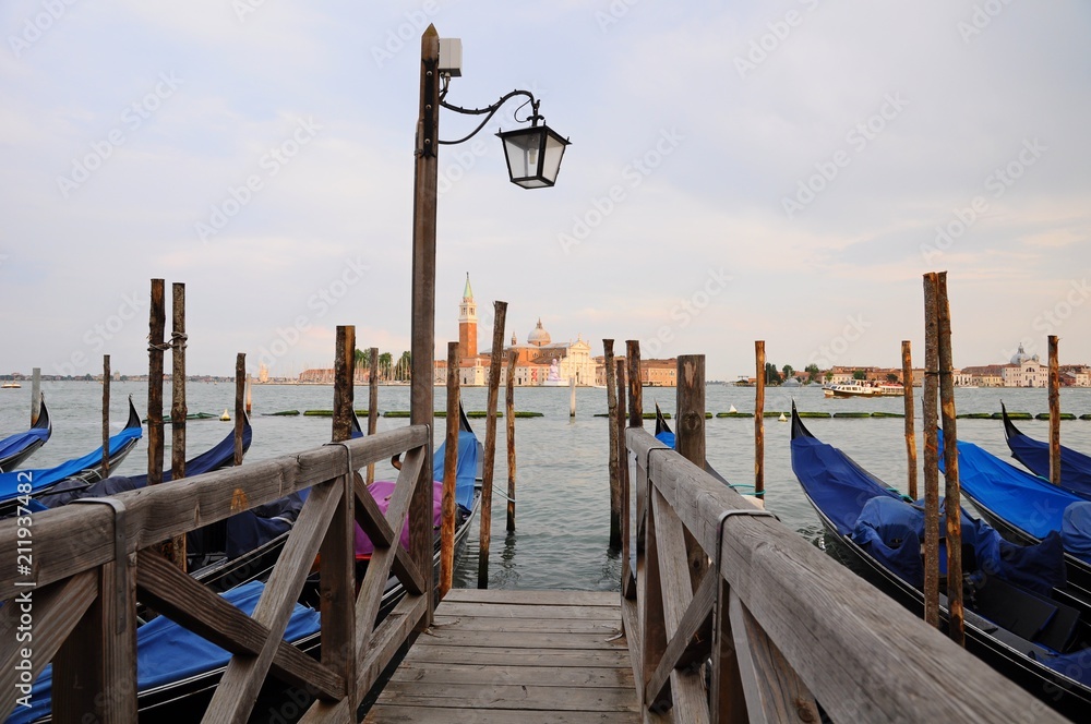Gondolas on the Grand Canale and architectures in Venice, Italy Gondolas on the Grand Canale and architectures in Venice, Italy