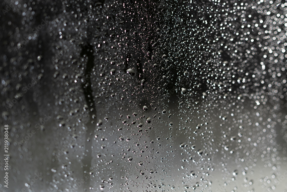 water drop on glass when raining for bakcground.