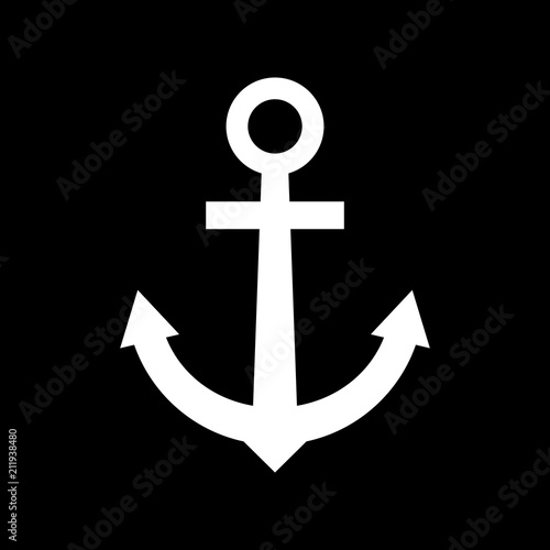 White anchor icon on black background