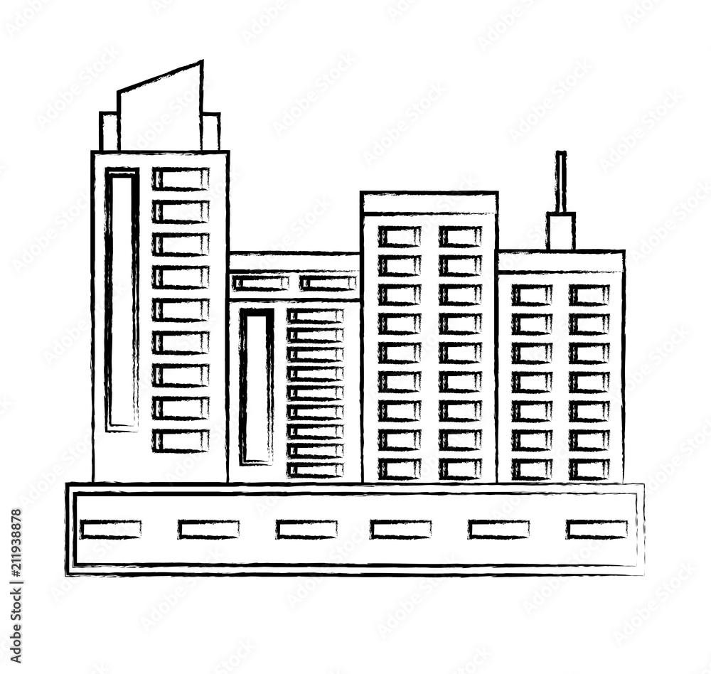 street with city buildings icon over white background, vector illustration