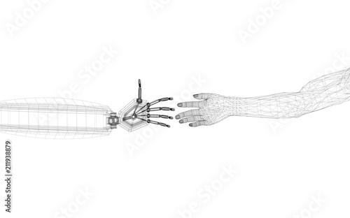 Robotic And Human Hands Design - Architect Blueprint - isolated © Marko