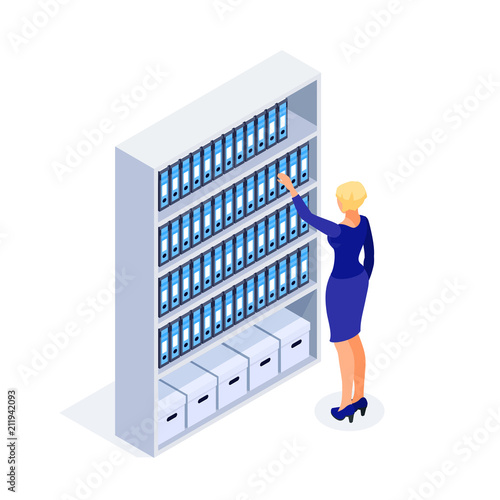 Isometric office life concept.