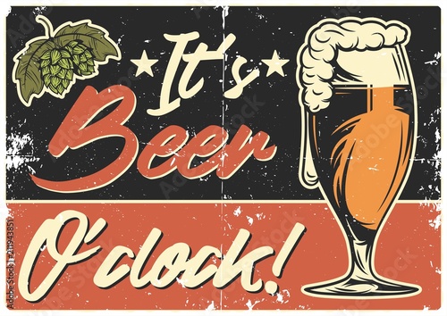 T-shirt or poster design with hand dranw beer mug