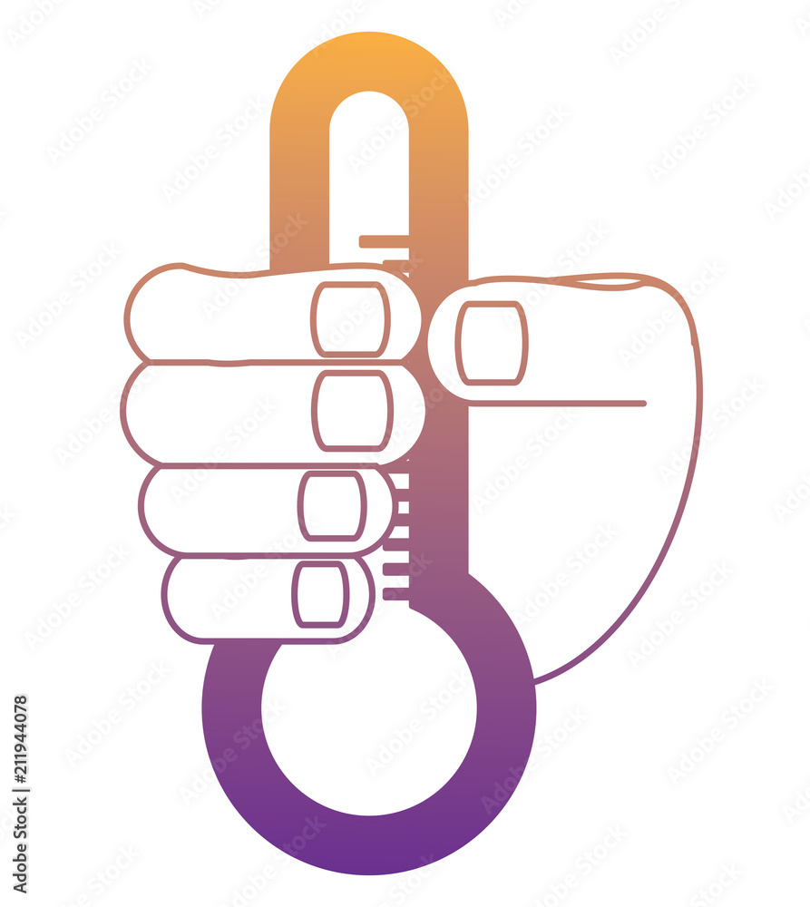 hand holding a thermometer icon over white background, vector illustration hand holding a thermometer icon over white background, vector illustration