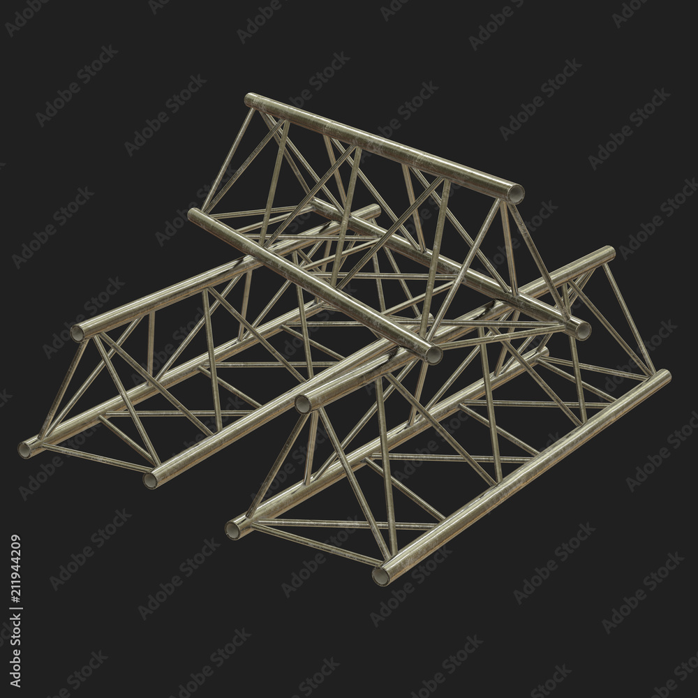Metal truss girder element. 3d render on black background Metal truss girder element. 3d render on black background