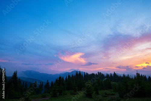 Awesome sunset in the mountains after the storm © sanechka