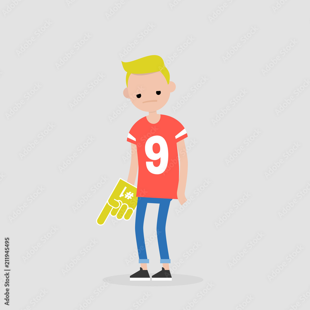 Young upset football fan. Loss. Sport. Flat editable vector illustration, clip art Young upset football fan. Loss. Sport. Flat editable vector illustration, clip art