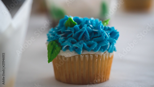 Blue floral cupcake