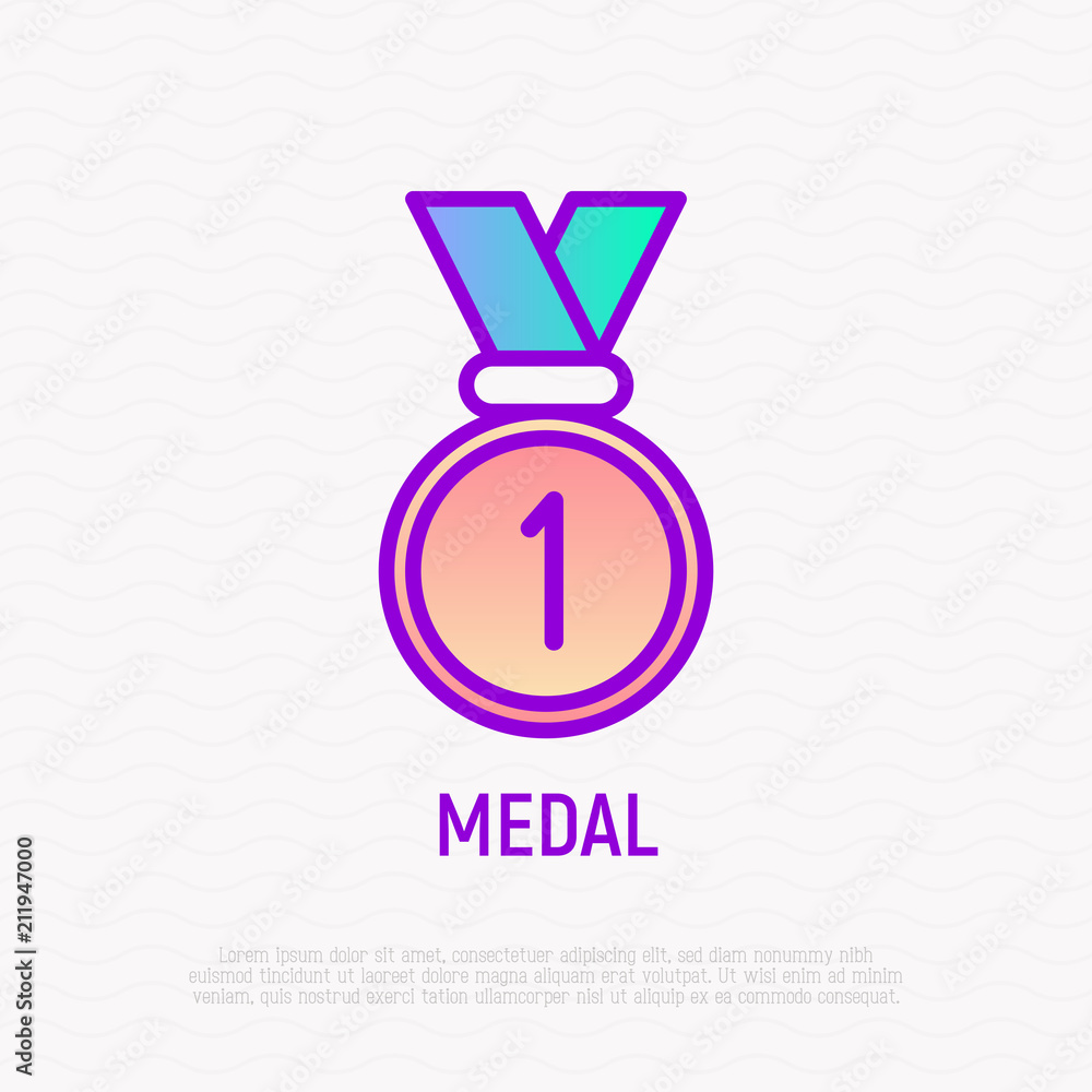 Medal thin line icon. Modern vector illustration of award. Medal thin line icon. Modern vector illustration of award.