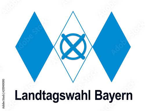 Bayern Landtagswahl mit Rauten und Wahlkreuz