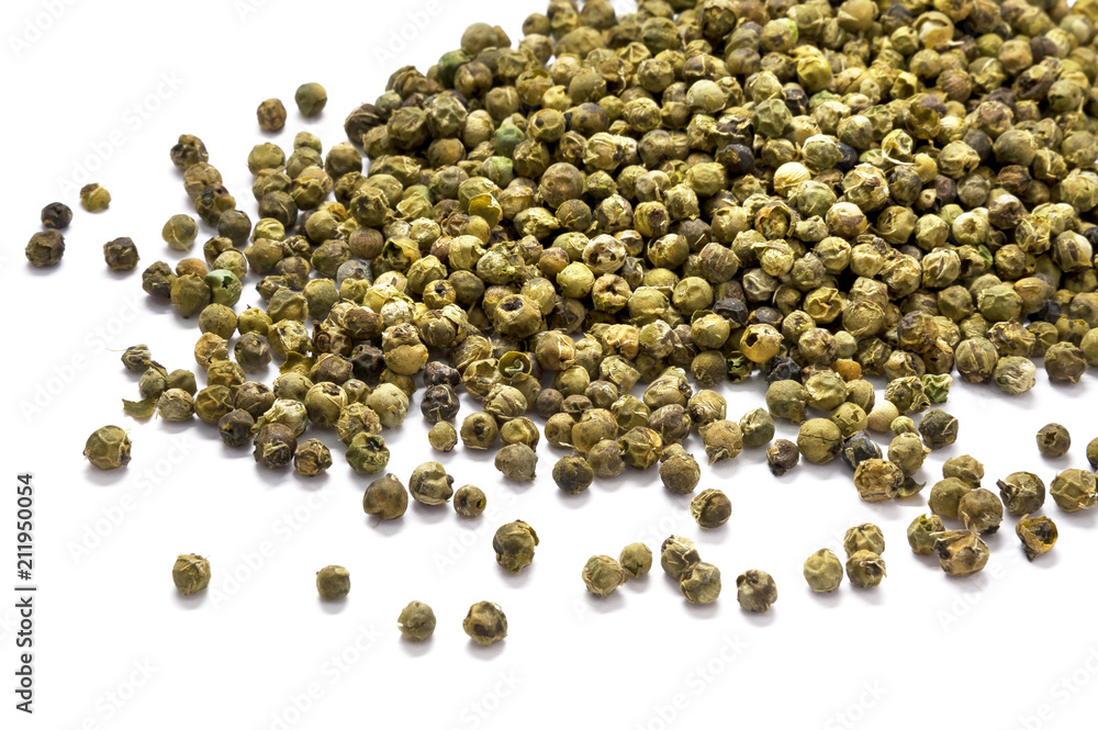 Bitter, peas, green pepper isolated on white Bitter, peas, green pepper isolated on white