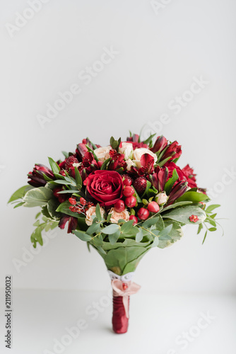 the bride's bouquet, Red roses, wedding day