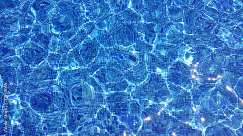 Abstract of blue water in the swimming pool with a wave, background.
