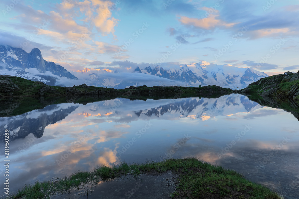 Mont Blanc reflected in Cheserys Lake, Mont Blanc, France
