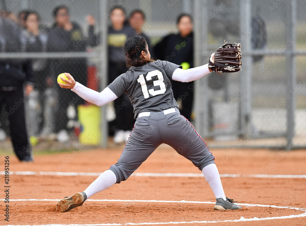 Fast Pitch Softball Pitcher Throwing a Strike Stock Photo Adobe Stock