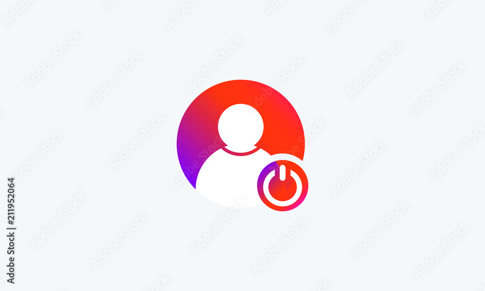 Fototapeta premium people / user with power symbol vector icon