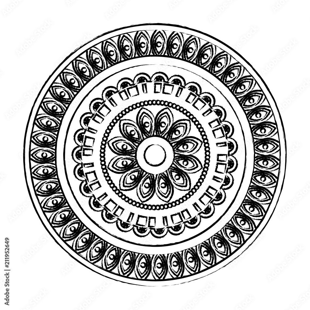 Fototapeta premium Indian mandala icon over white background, vector illustration