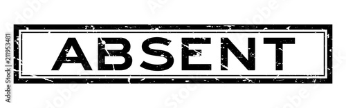 Grunge black absent word square rubber seal stamp on white background