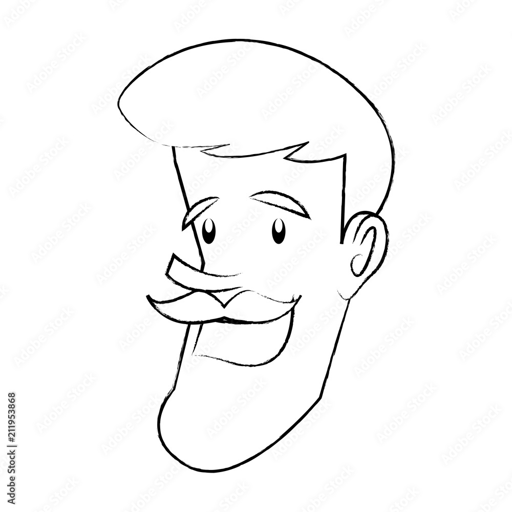 cartoon man face with mustache icon over white background, vector illustration cartoon man face with mustache icon over white background, vector illustration