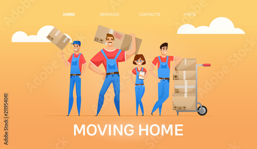 Cartoon loaders movers team