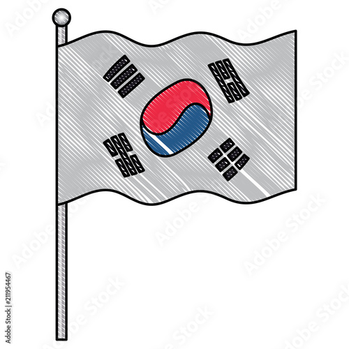 south korea flag icon over white background, vector illustration