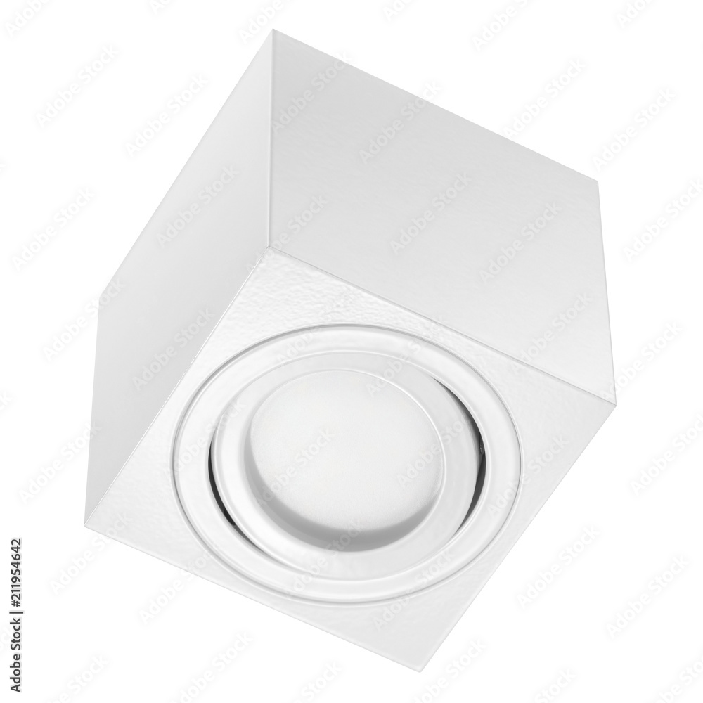 LED light cube reflector isolated on white background LED light cube reflector isolated on white background