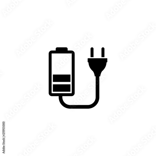 Battery Charge. Flat Vector Icon illustration. Simple black symbol on white background. Battery Charge sign design template for web and mobile UI element