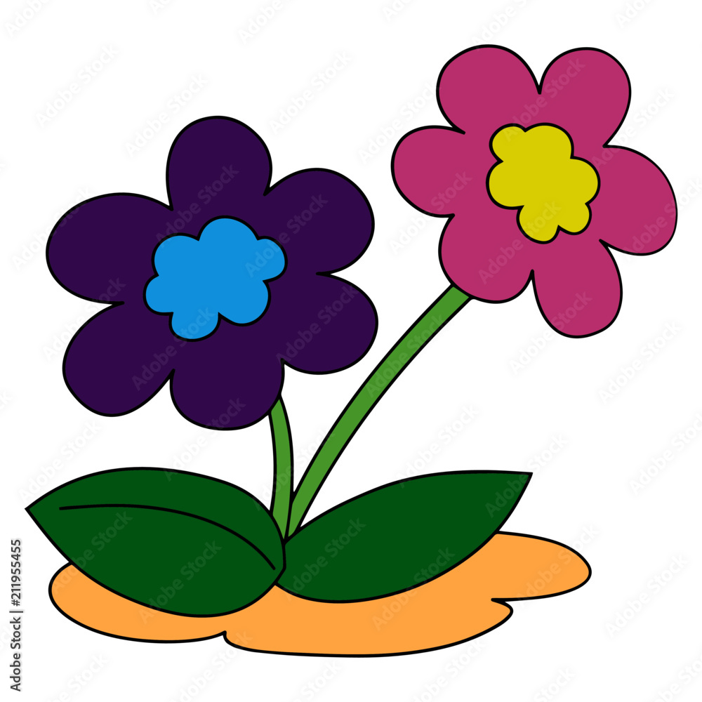 Flower cartoon illustration isolated on white background for children color book Flower cartoon illustration isolated on white background for children color book