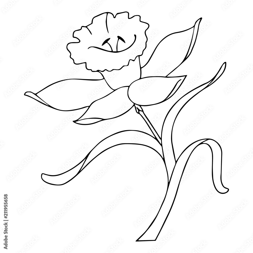 Flower cartoon illustration isolated on white background for children color book Flower cartoon illustration isolated on white background for children color book