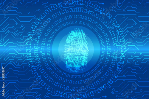 Security concept: fingerprint Scanning on digital screen. Cyber Security Background. vector Illustration, eps 10.0