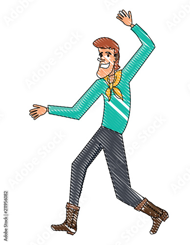 farmer man standing icon over white background, vector illustration