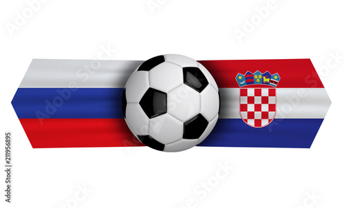 Russia versus Croatia soccer quarter final match. 3D Rendering