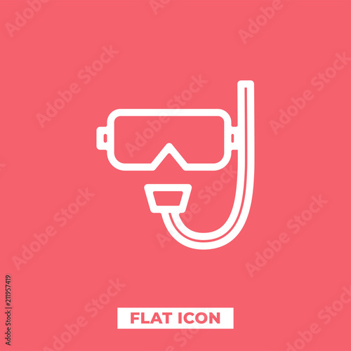 Simple and modern scuba diving logo. Head silhouette with diving mask and breathing pipe. Vector icon.