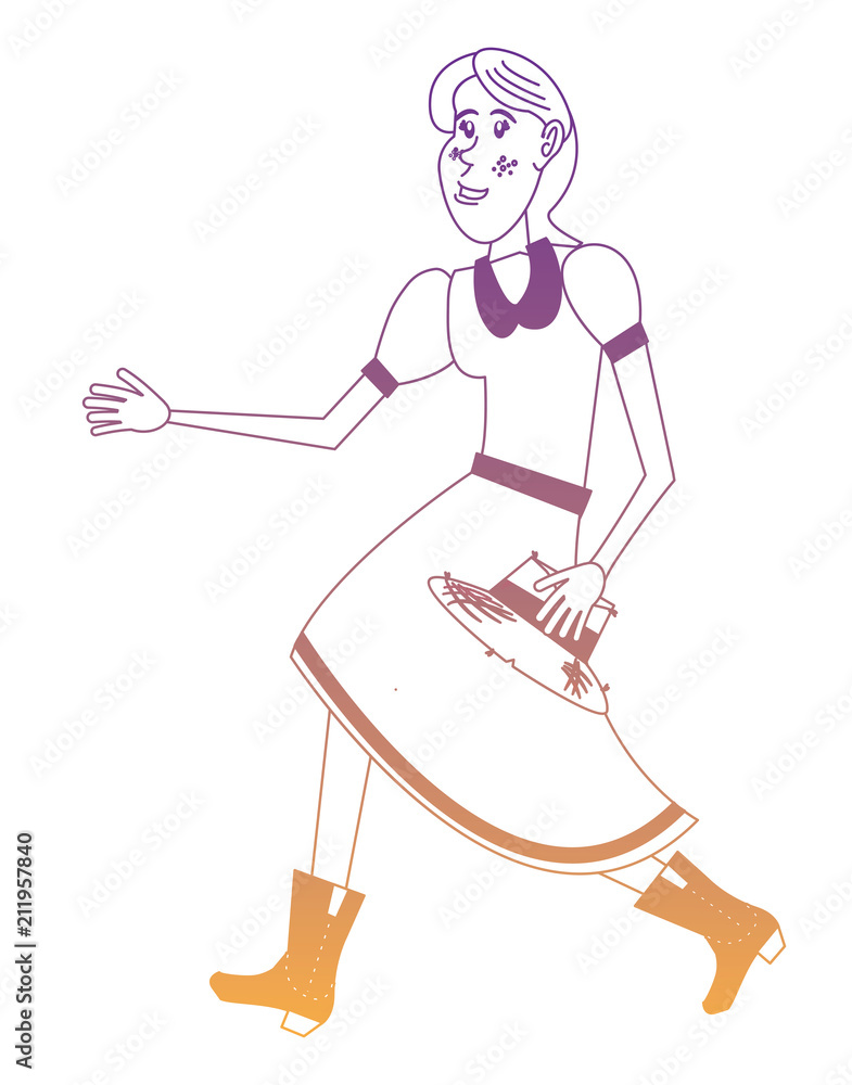 Farmer woman wearing a dress icon over white background, vector illustration Farmer woman wearing a dress icon over white background, vector illustration