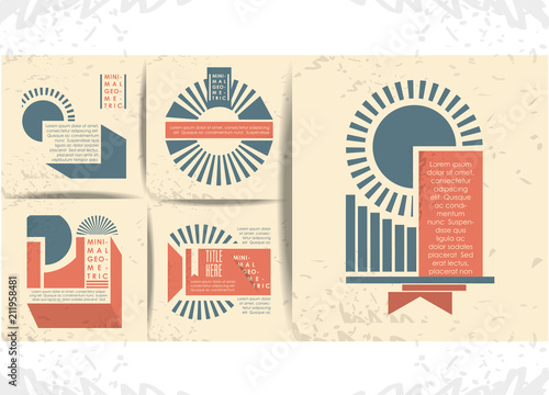 minimal geometric set templates labels vector illustration design