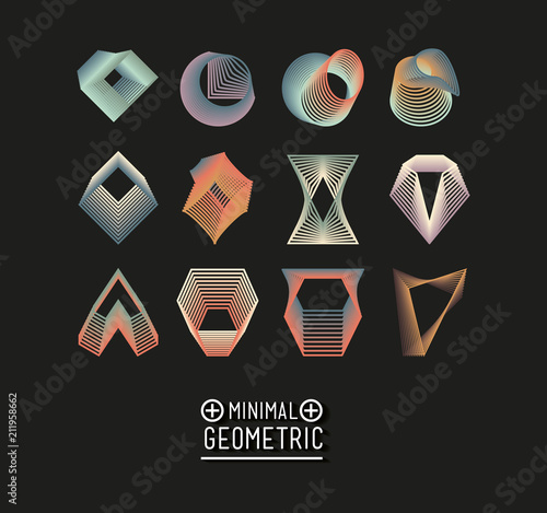 minimal geometric set figures vector illustration design