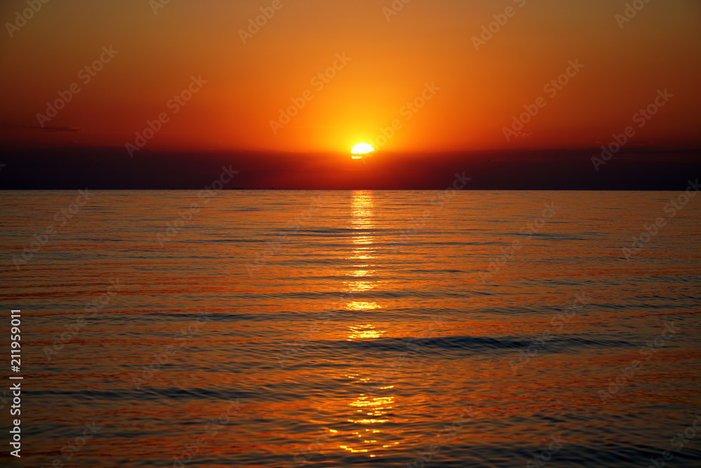 Sunset on the sea beach