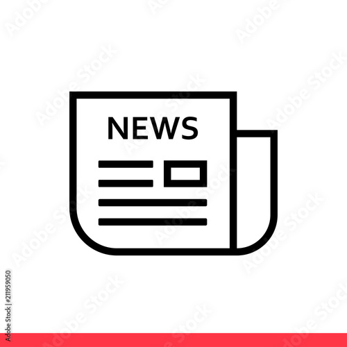 Newspaper vector icon, news gazette symbol. Simple, flat design for web or mobile app