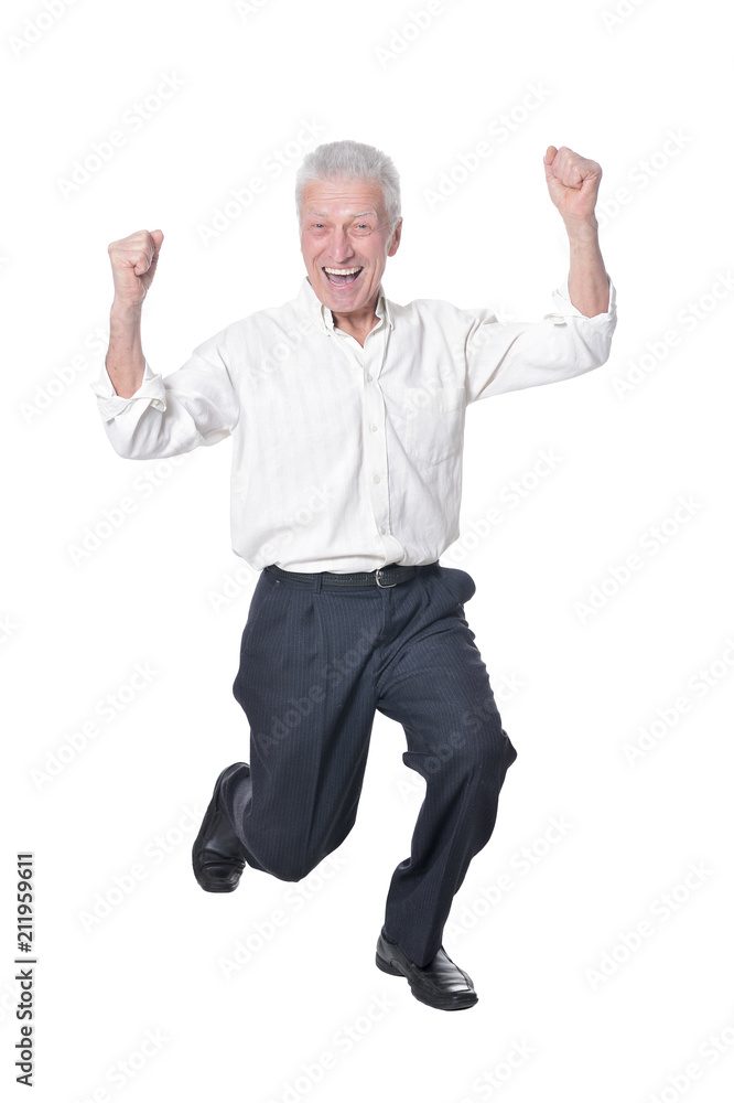 portrait of happy senior man posing isolated portrait of happy senior man posing isolated
